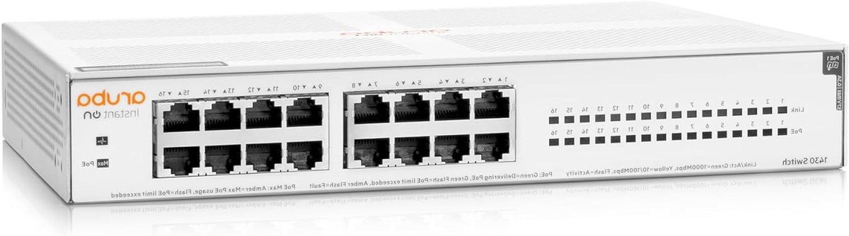 Netwerk Switch - Gigabit Ethernet - Kantoor Netwerk - PoE Voeding - 16 Poorten - Wit