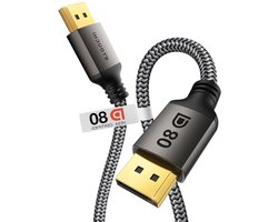 DisplayPort 2.1 Kabel 0.5M | VESA Gecertificeerd | 80 Gbit/s voor Gaming Monitoren, 16K@60Hz, 8K@240Hz, 4K@540Hz, HDR, HDCP, FreeSync, G-Sync