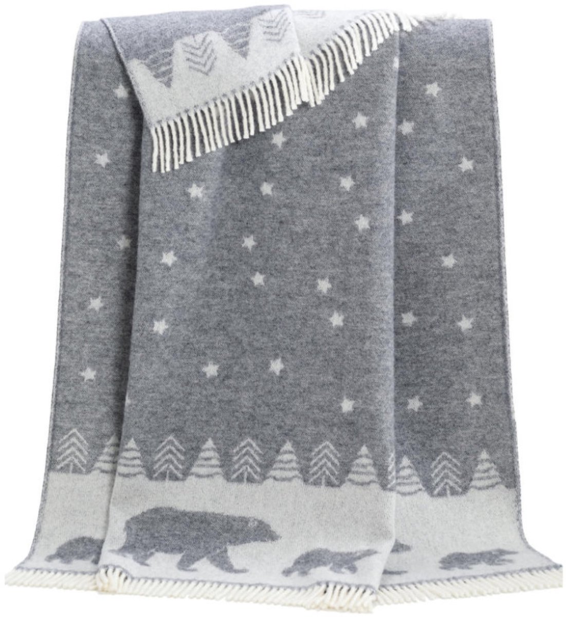 JJ Textile Wollen Plaid - MOON (Grijs) 130x190cm - Made in UK