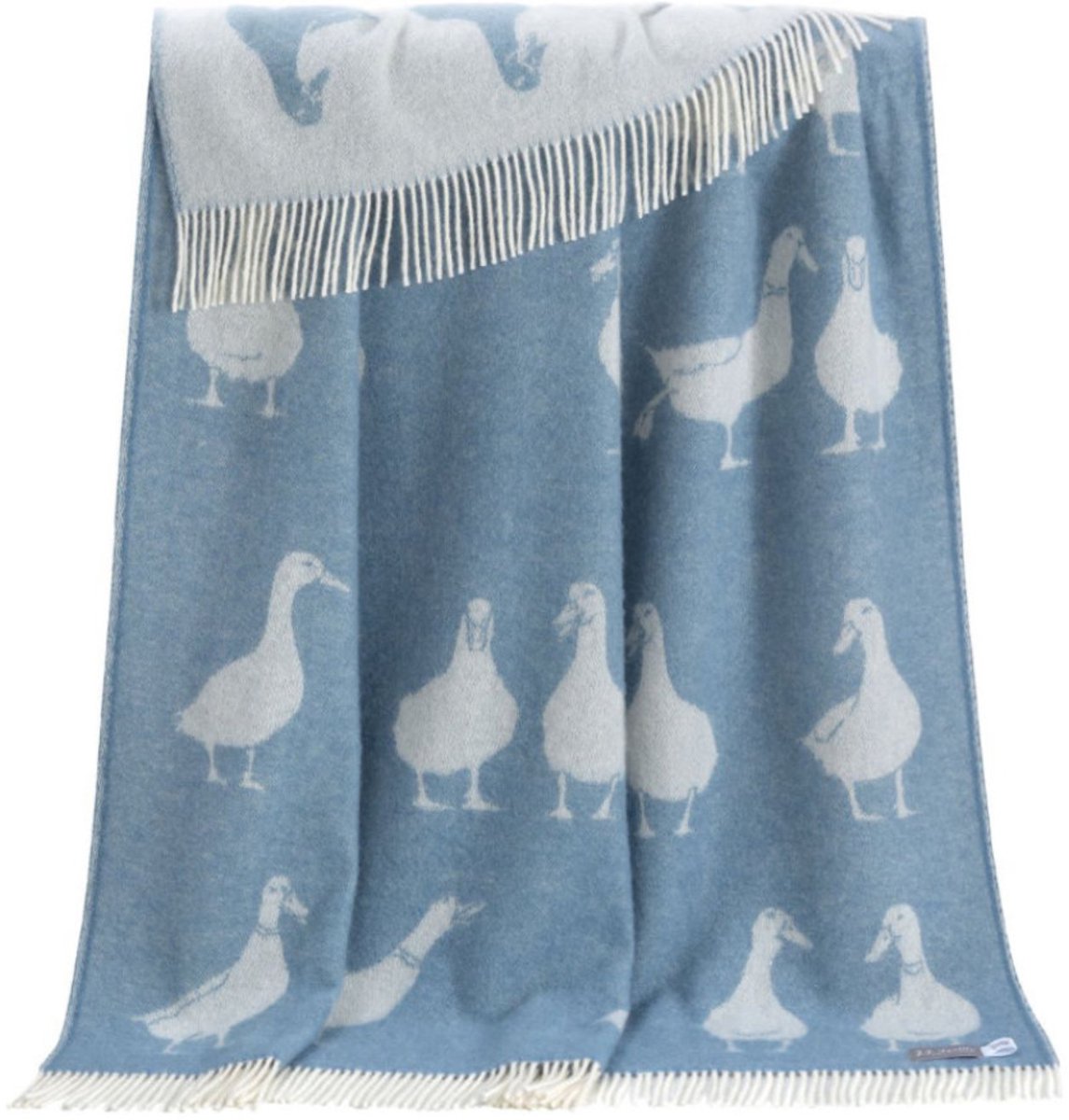 JJ Textile Wollen Plaid - DUCK (Blauw) 130x190cm - Made in UK