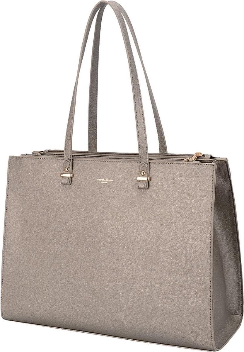 Grote Handtas - Schoudertas Dames - Dagelijks Gebruik - Ruim A4 Formaat - 39 cm Breed - Zilver