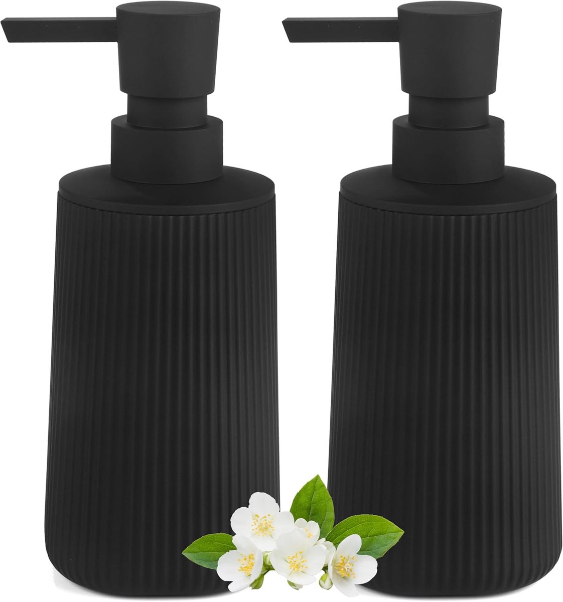 Zeepdispenser voor de badkamer -Afwasmiddeldispenser -Plastic zeepdispenser -Zeepdispenser voor op het aanrecht - Voor handzeep, Handcrème, Afwasmiddel, Voor gebruik in de keuken, Badkamer, Hotel en pension - Zwart, 2 stuks