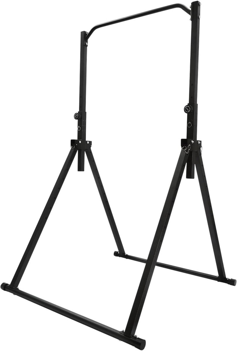 Fitness optrekstang - Power tower - Thuis trainen - Verstelbare hoogte - Tot 200 kg - Zwart