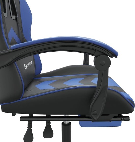 Gaming stoel - Speelstoel relax - Comfortabel gamen - Verstelbare rugleuning voetsteun - 131 cm hoog - Zwart blauw — afbeelding 4