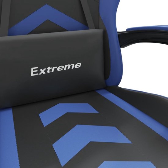 Gaming stoel - Speelstoel relax - Comfortabel gamen - Verstelbare rugleuning voetsteun - 131 cm hoog - Zwart blauw — afbeelding 3