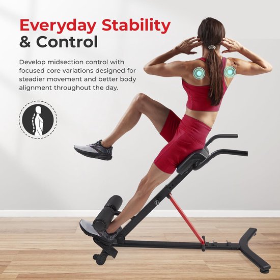 Verstelbare Hyperextension Roman Chair Fitnessbank met 3 Hellingsniveaus en 10 Hoogte-instellingen voor Rug-, Buik-, Bil- en Hamstringtraining, Opvouwbare Sit-up en Core Trainingsbank, 119 x 62 x 86 cm — afbeelding 4