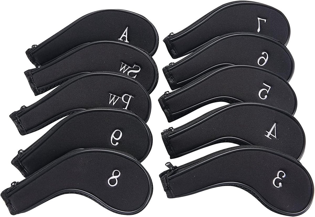 Set van 10 Zipper Golf Club Iron Hoofden Beschermhoezen voor IJzers en Accessoires