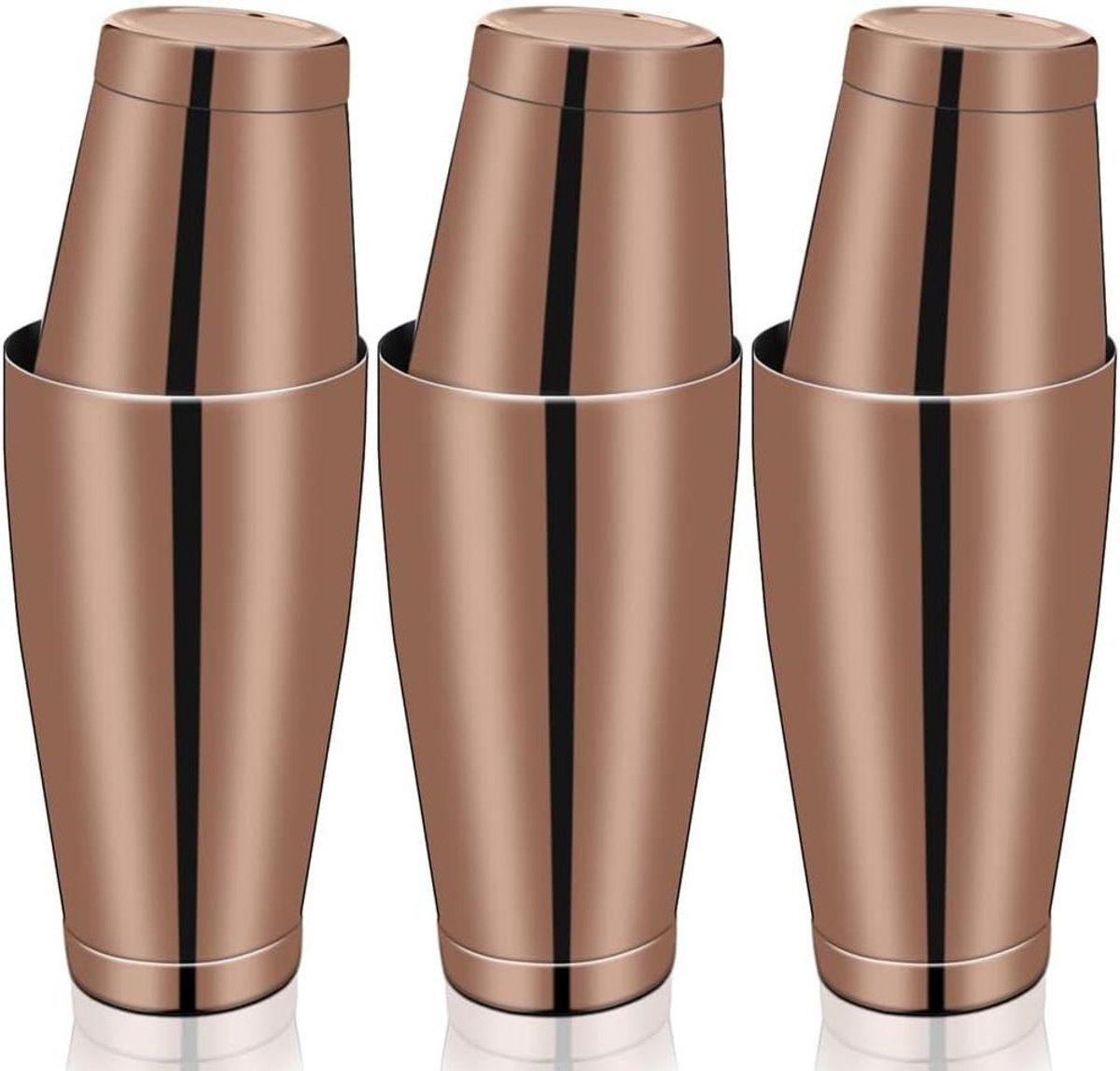 Cocktailshakers Set - Drank Mixer - Drankjes Maken - Lekvrije Boston Shaker - 3 Sets - Roségoud