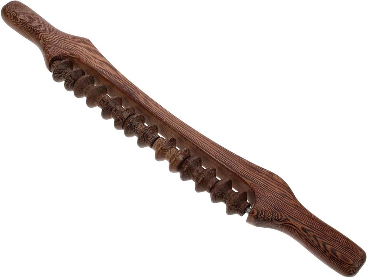 Lichaamsmassageroller - Houten stimulator - Spierontspanning thuis - Lichtgewicht en compact - 52 cm lengte - Bruin
