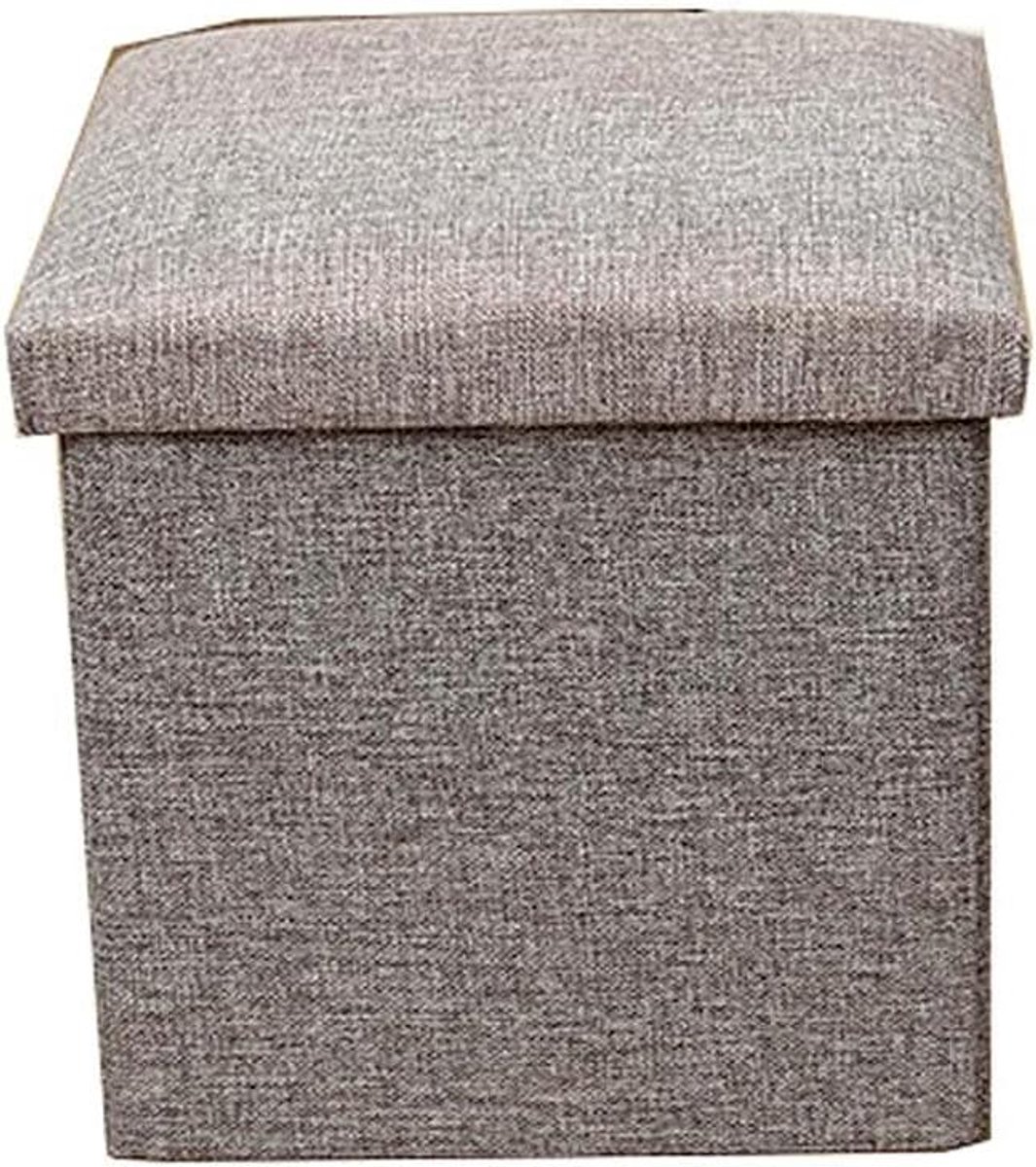 Opbergpoef - Voetenbank - Ruimte Organiseren - Opvouwbaar Ontwerp - 48x30x30 cm - Linnen Grijs