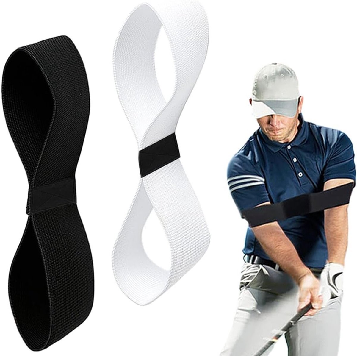 Golf Verbinding Band Set - Trainingshulpmiddel voor Swing, Arm Tape en Elastic Band voor Postuur en Uitlijning voor Mannen, Vrouwen en Kinderen