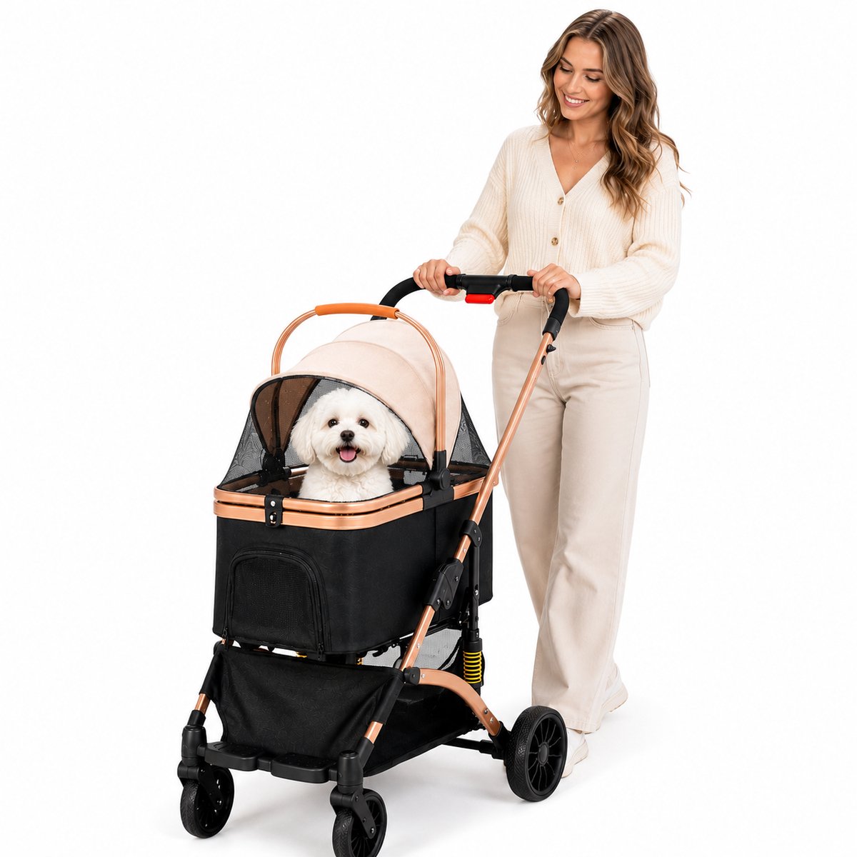 HomeGoodies Hondenbuggy - Hondenkar - 2-in-1 Hondenwagen - Kattenwagen - Katten buggy - Voor honden en katten tot 40 kg