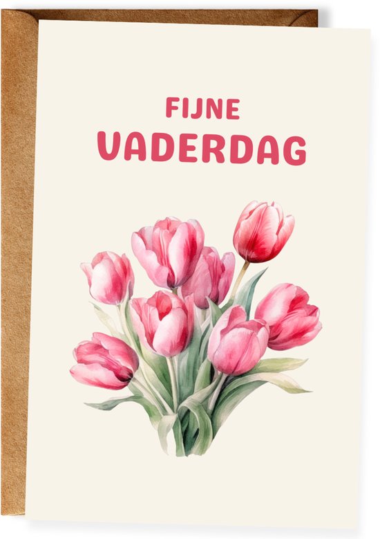 Fijne Vaderdag - Vaderdagkaart - Lieve kaart met bloemen - Vaderdagcadeau papa - Wenskaart vader - Ansichtkaart (10x15 cm incl. envelop)
