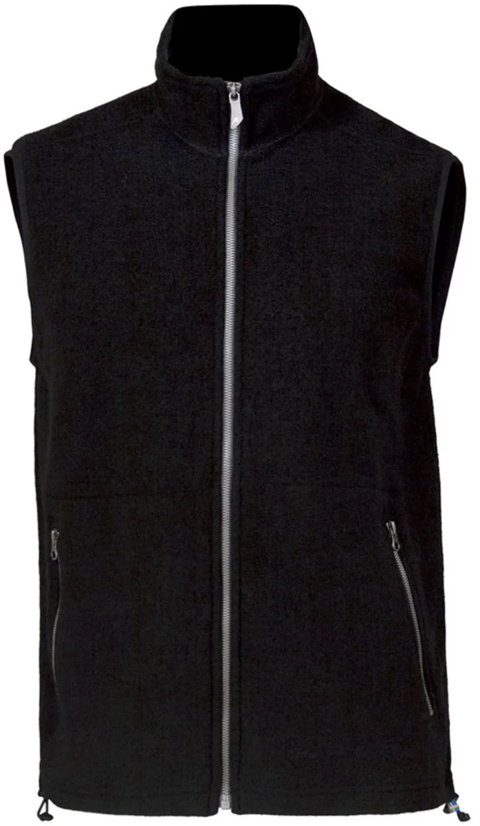 Ivanhoe mouwloos vest Kurre Full Zip voor heren van wol Zwart
