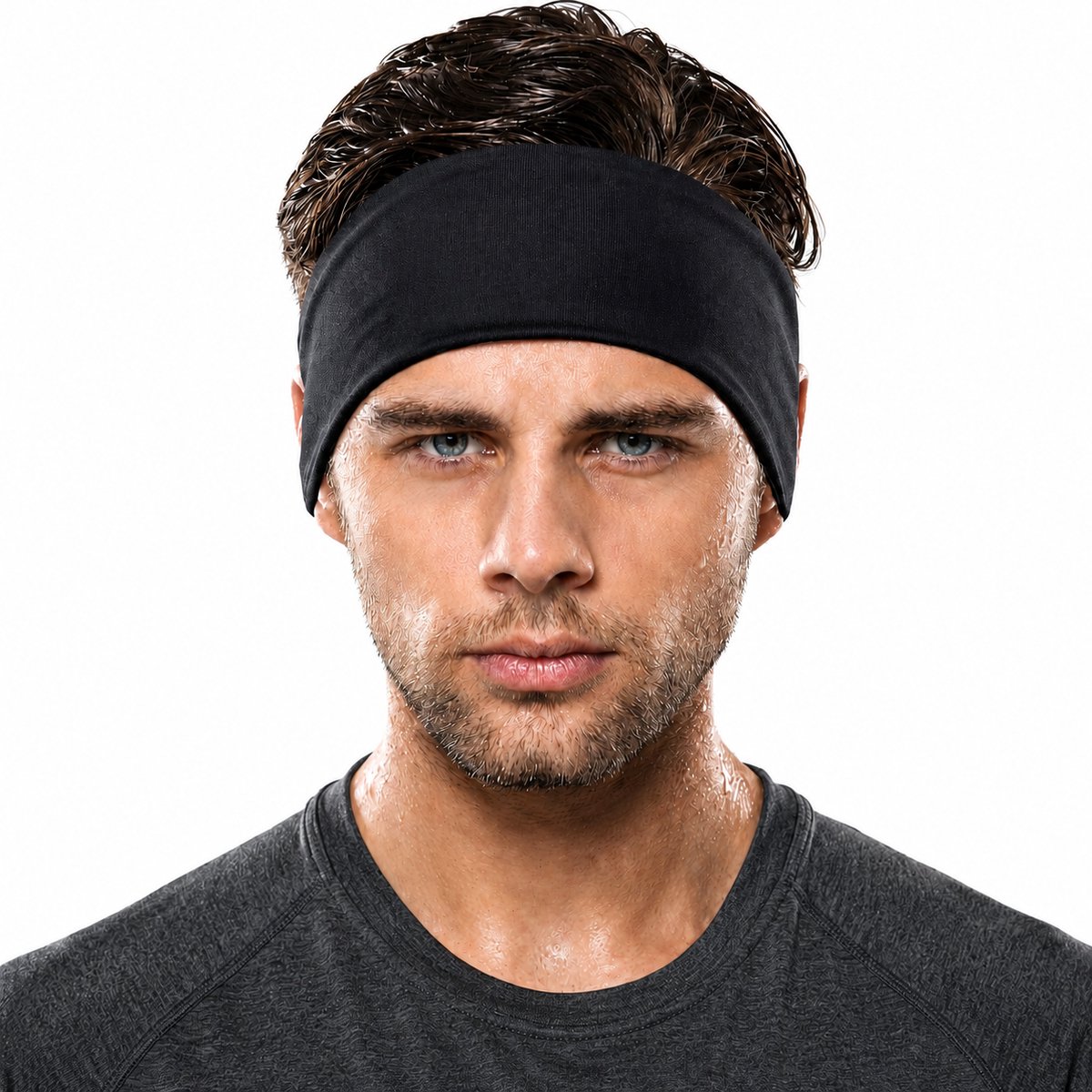 Fit Evolve Sport Hoofdband – Hoofdband Sport – Zweetband Hoofd – Haarband Sport – Hoofdband Lopen – Dames & Heren – Zwart