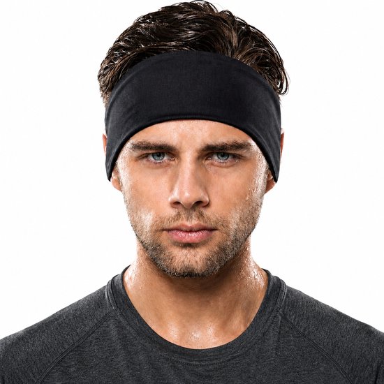 Fit Evolve Sport Hoofdband – Hoofdband Sport – Zweetband Hoofd – Haarband Sport – Hoofdband Lopen – Dames & Heren – Zwart