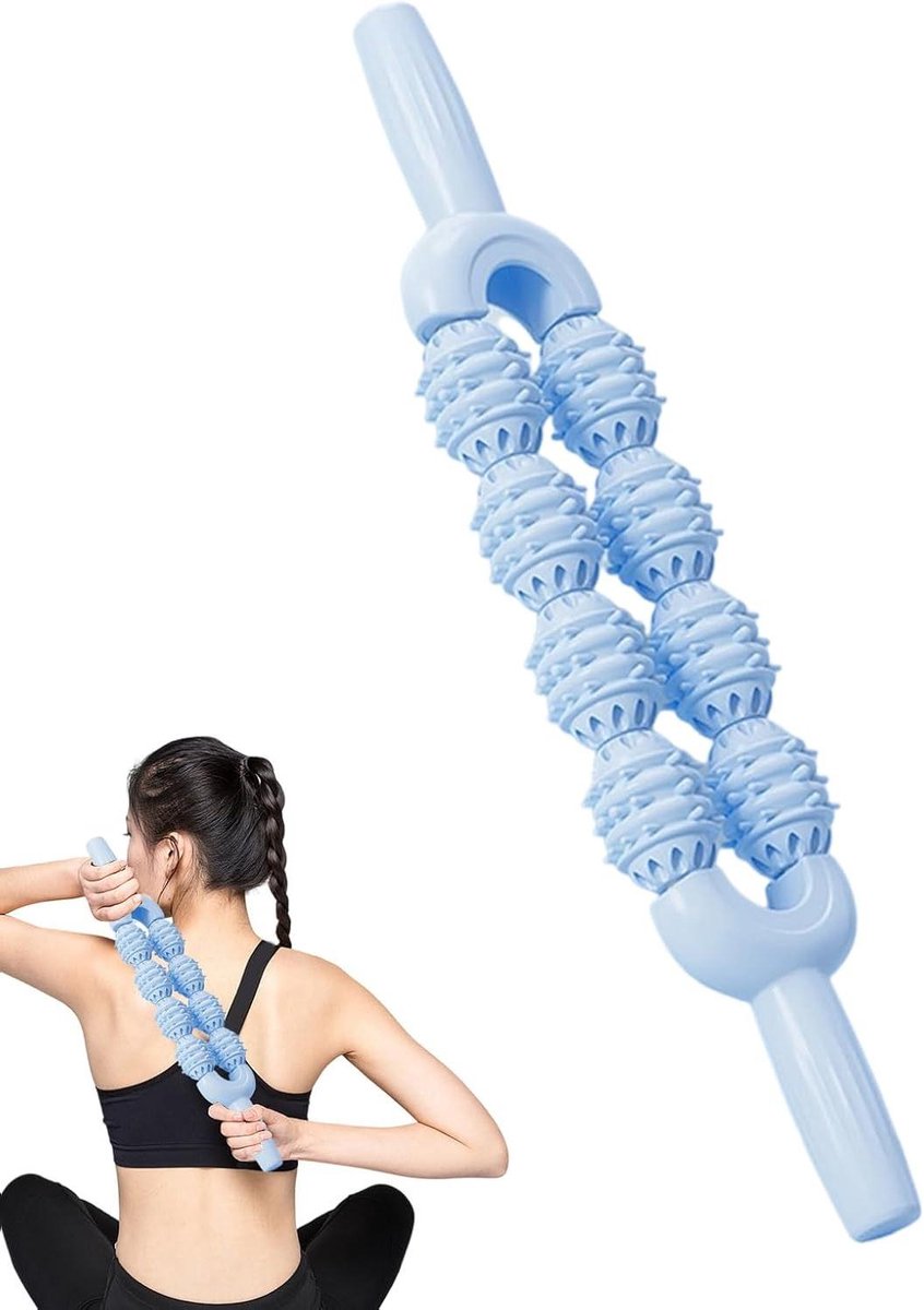 Massagestick - Spierroller Benen - Spierontspanning - Dubbele Roller - 40 cm - Blauw