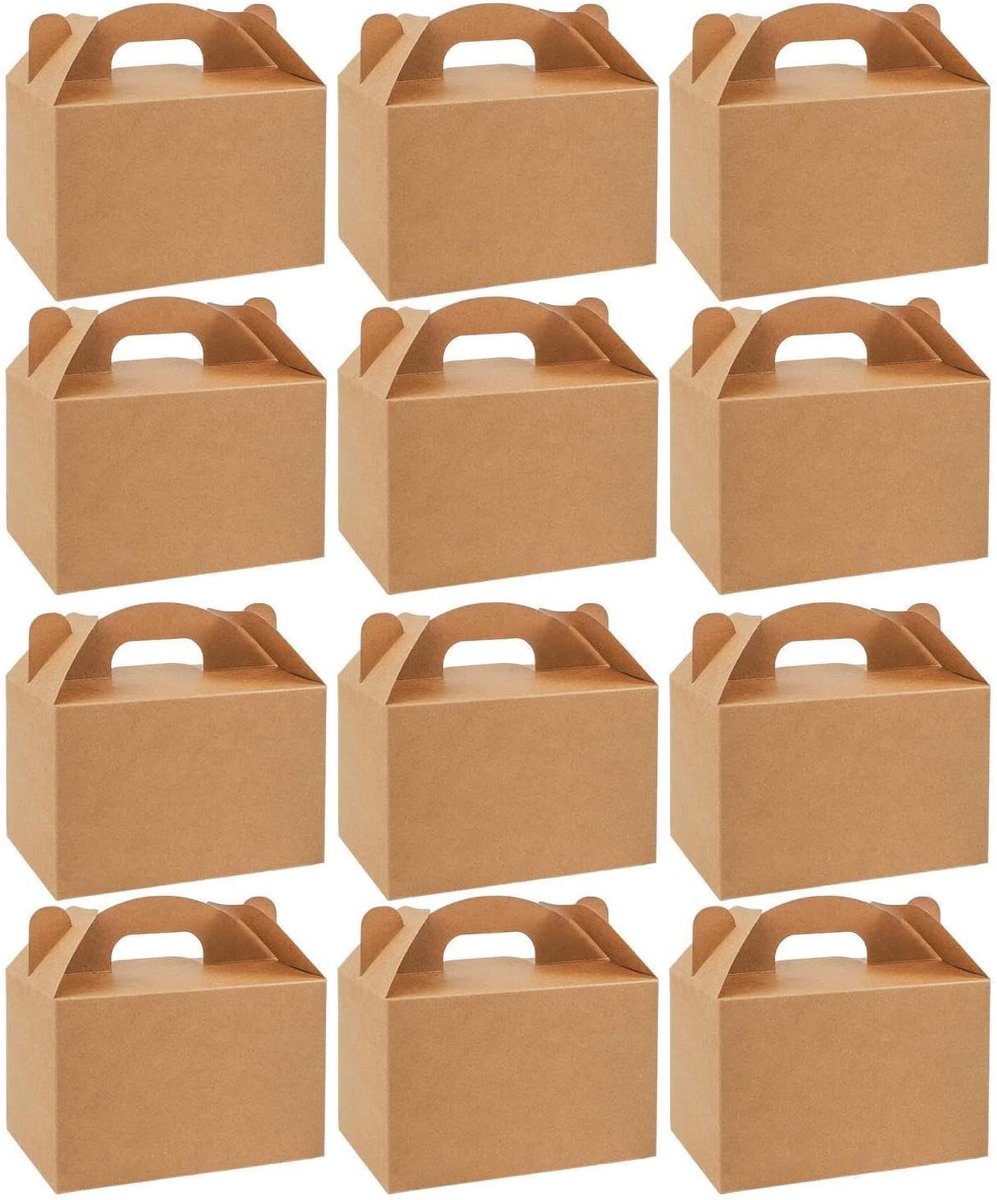 Traktatiedozen - Feestdozen Snackdozen - DIY Decoratie - Met Handvat - 12 Stuks - Bruin
