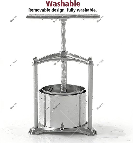 Handmatige Fruitpers - Sapcentrifuge Ciderpers - Sap Maken - Handperstechnologie - 3L - Zilver — afbeelding 5