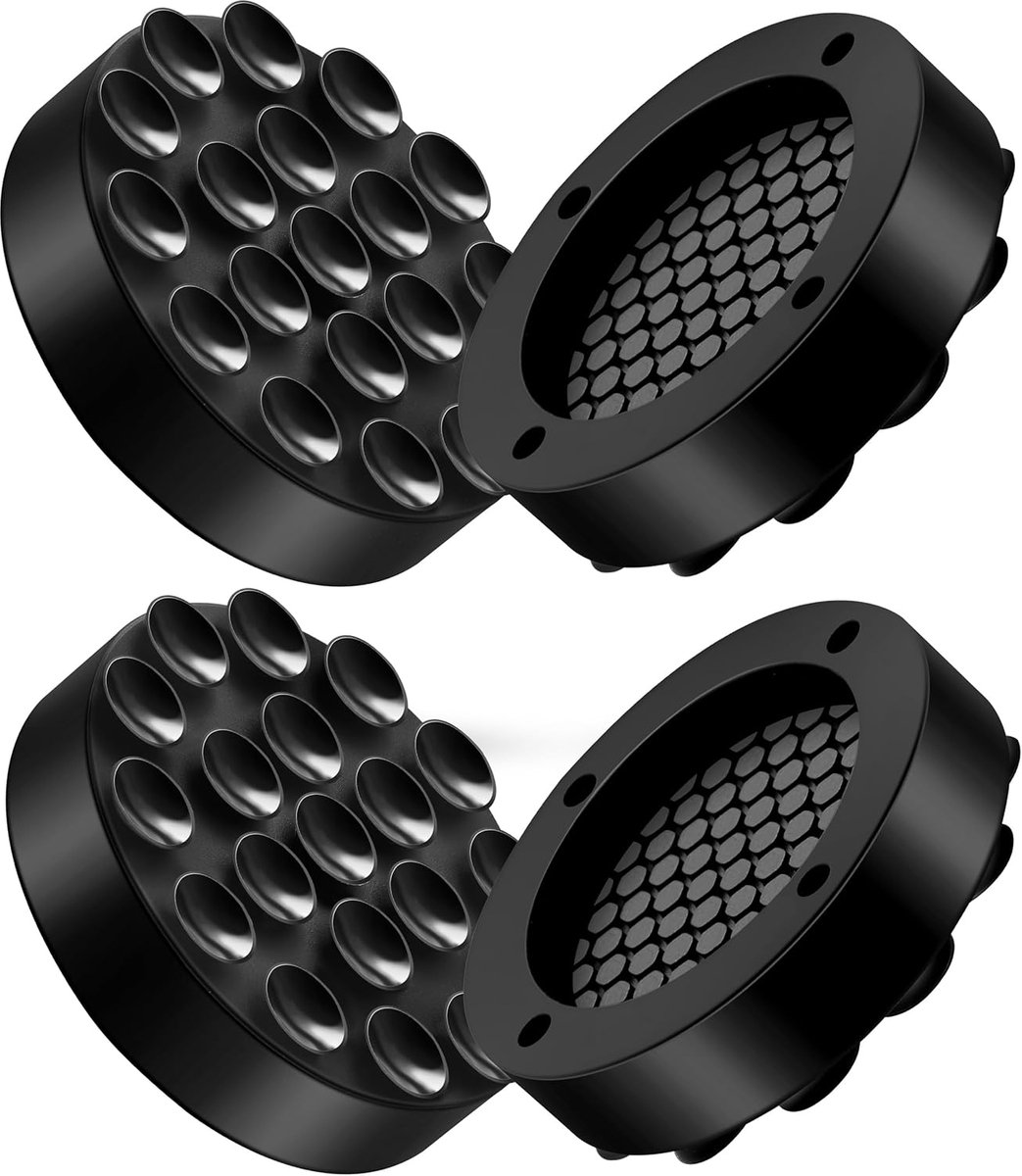 Anti-vibratie pads - Apparaat onderzetters - Stille werking apparaten - Sterke zuignappen - 4 stuks - Zwart