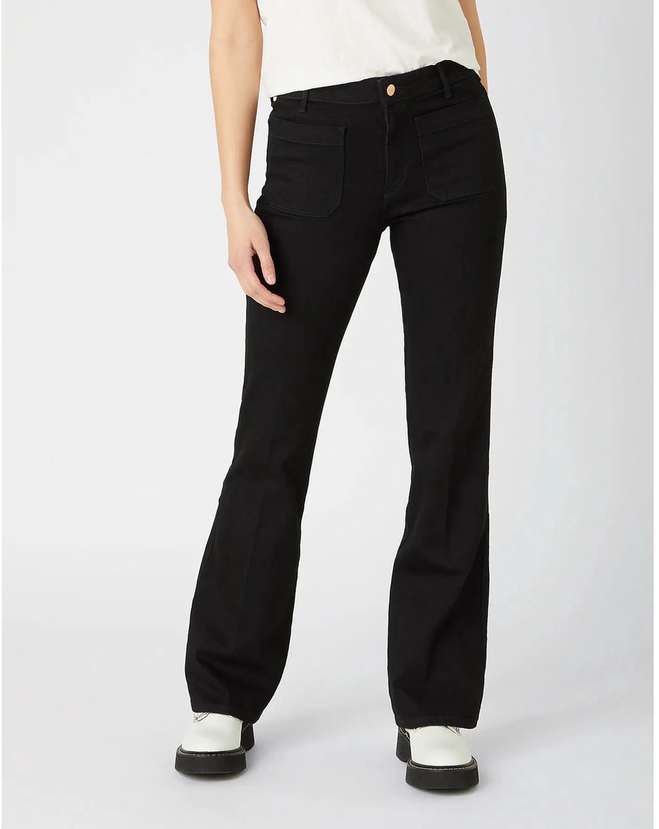 Damesjeans Wrangler Flare Zwart