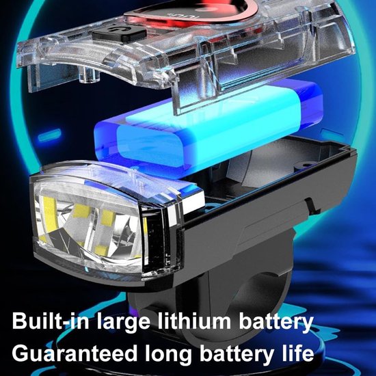 Fiets Koplamp - Voorlicht Fiets - Nachtfietsen Veiligheid - Automatische Lichtaanpassing - 300 Lumen - Zwart — afbeelding 3