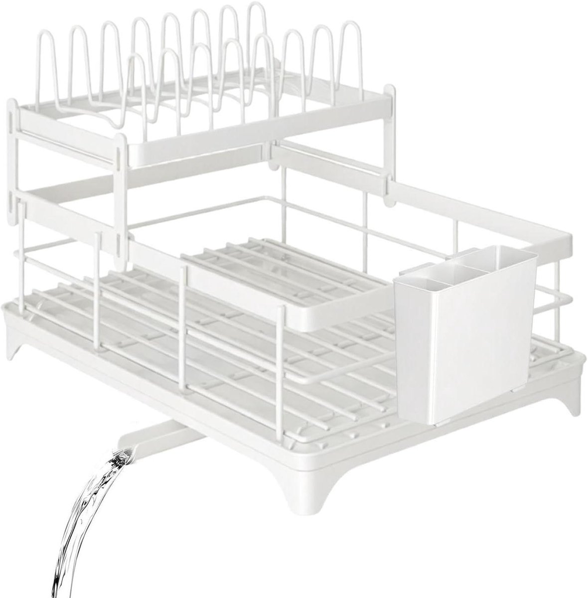 Keuken Afdruiprek - Vaatwasser Organizer - Aanrecht Opruimen - Roestbestendig Ontwerp - 39x28cm - Wit