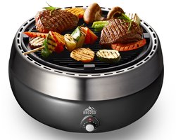 BBQ2GO Pro (zware grillplaat)- Rookvrije Houtskool Barbecue - Tafel BBQ - Geschikt voor 2 - 5 Personen - Draagtas - Metaal Zwart