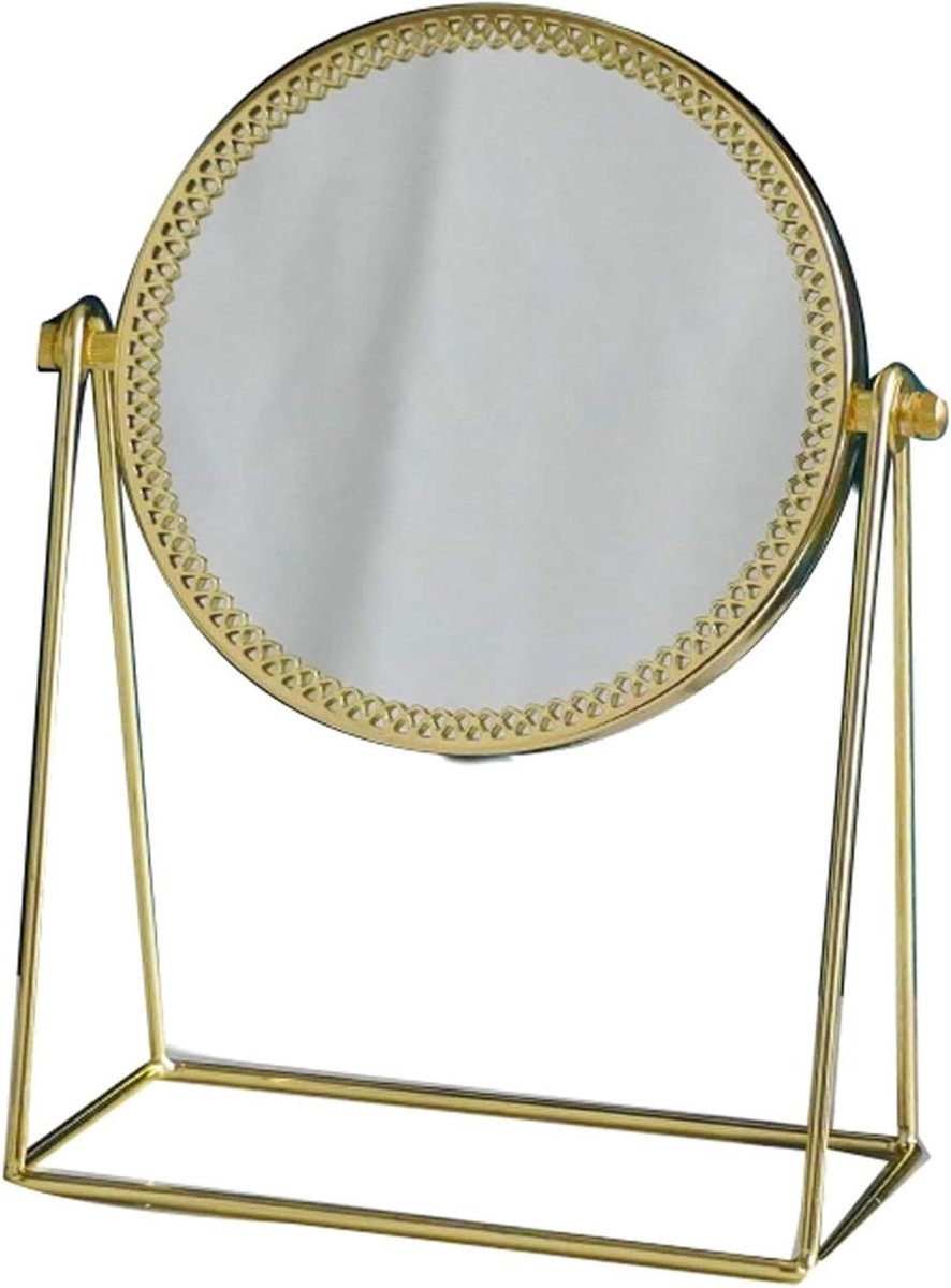 Wandspiegel - Make-up spiegel - Persoonlijke verzorging - Stabiel driehoekontwerp - Rond - Goud