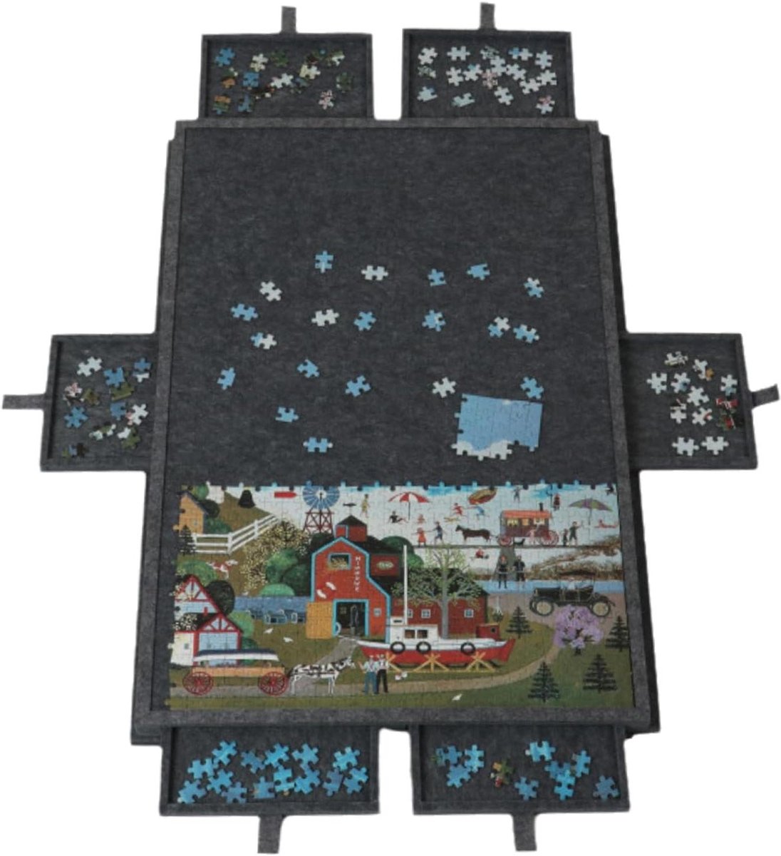 Puzzeltafel met laden - Kantelbare puzzelplank - Ontspannen puzzelen - Verstelbare hoek - 92x62cm - Grijs