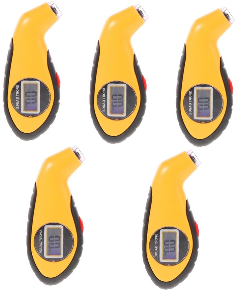Bandenspanningsmeter Set - Autoband Tester - Veilig Rijden - Tweeërlei Gebruik - 5 Stuks - Zwart