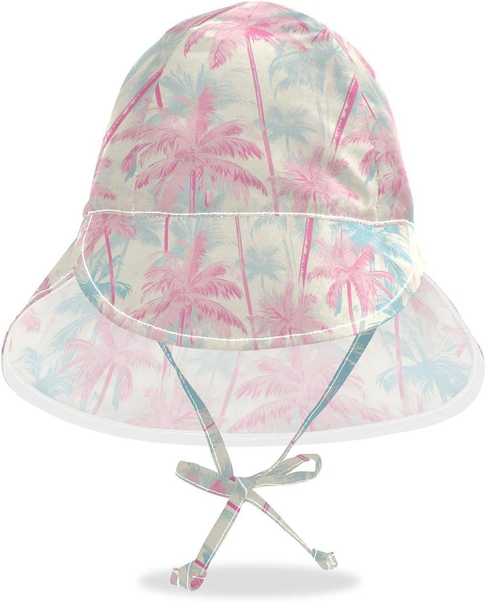 Peuter Zonnehoed - Baby Zomerhoed - Buitenactiviteiten Bescherming - UPF 50+ UV Blokkerend - 48-569 cm Omtrek - Perzik Tropisch
