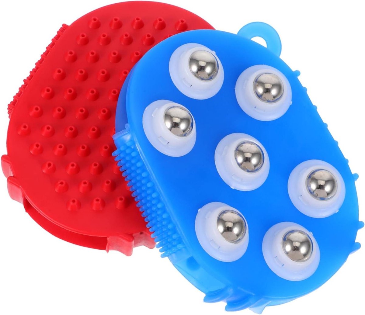 Massageborstel met Ballen - Huidroller Ontspanning - Ontspanning en Reiniging - Ergonomisch Ontwerp - 2 Stuks - Diverse Kleuren