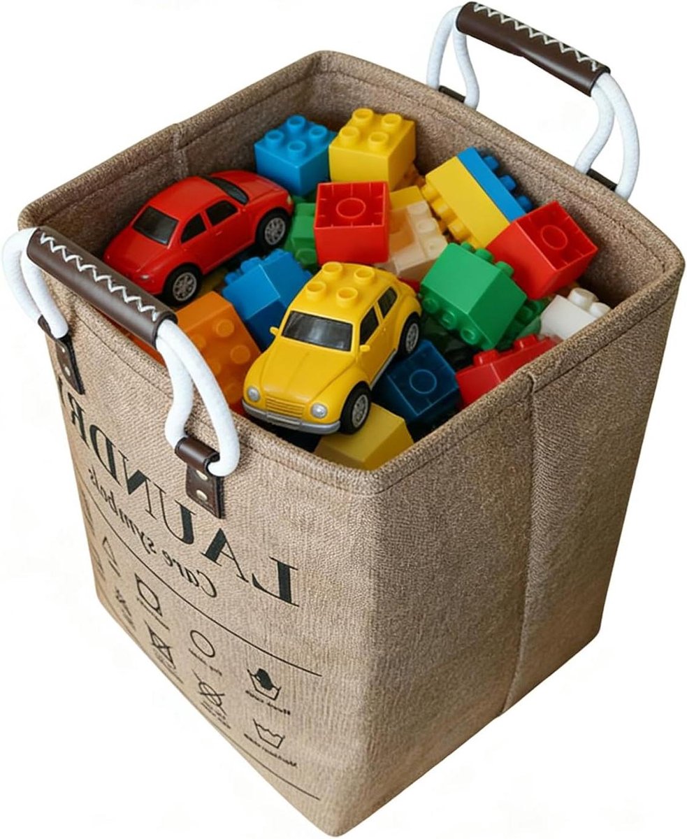 Wasmand Organizer - Opvouwbare mand - Ruimte Besparen - Met Steunframe - 48 Liter - Koffie