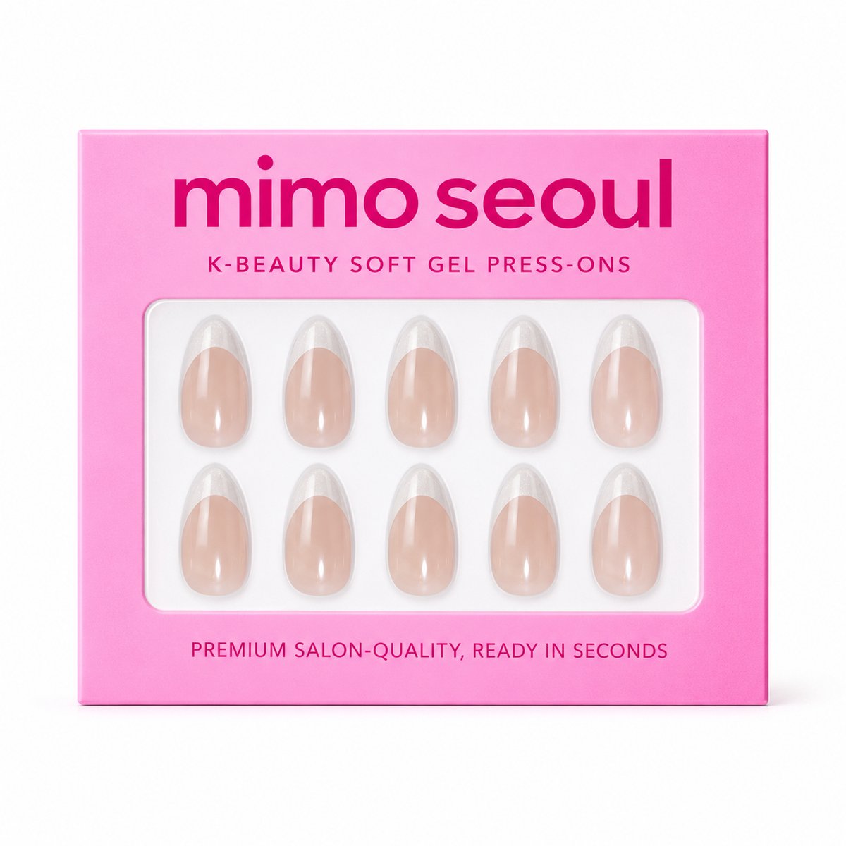 Mimo Seoul Soft Gel Press On Nails Plaknagels Nepnagels - White Chrome French Nagels - Short Almond 30 stuks - Herbruikbaar 14 Dagen