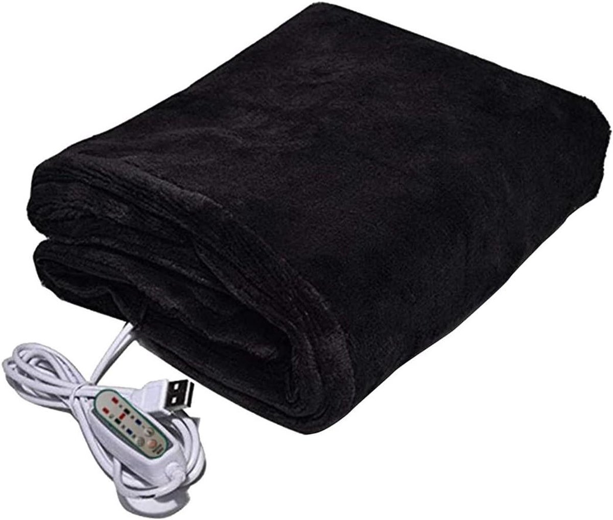 Elektrische Deken - Verwarmde Pluche - Comfortabel Warm Blijven - 3 Temperatuurstanden - 100x65cm - Zwart