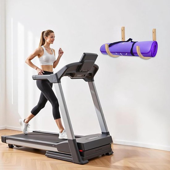 Yogamathouder Hout - Fitness Organizer - Sportspullen Opbergen - Ruimtebesparend Haakontwerp - 28 x 14 x 14 cm - Houtkleur — afbeelding 2