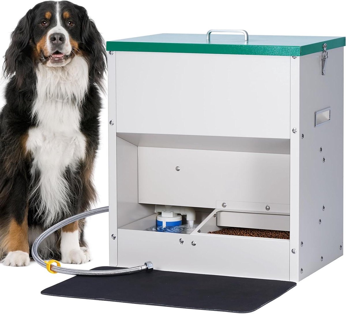 Automatische voerdispenser - Huisdier voerstation - Voeding en hydratatie - Geïntegreerd 2-in-1 systeem - 45 liter - Zilver