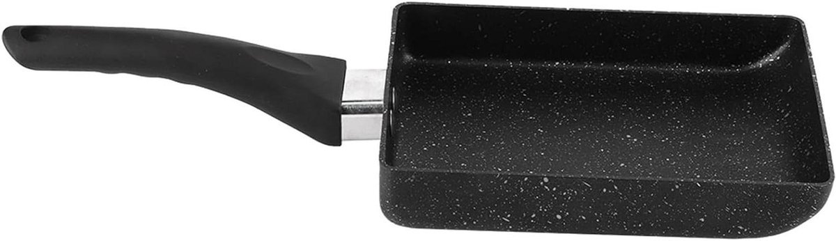 Omeletpan Rechthoekig - Japanse Koekenpan - Ontbijt Maken - Antiaanbaklaag Steen - 37x16 cm - Zwart