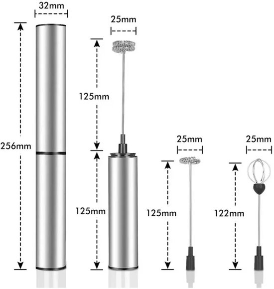 Elektrische melkopschuimer, oplaadbaar, USB-interface, mini handmixer met dubbele mengkoppen, roestvrijstalen mixer. van Merkloos — afbeelding 4