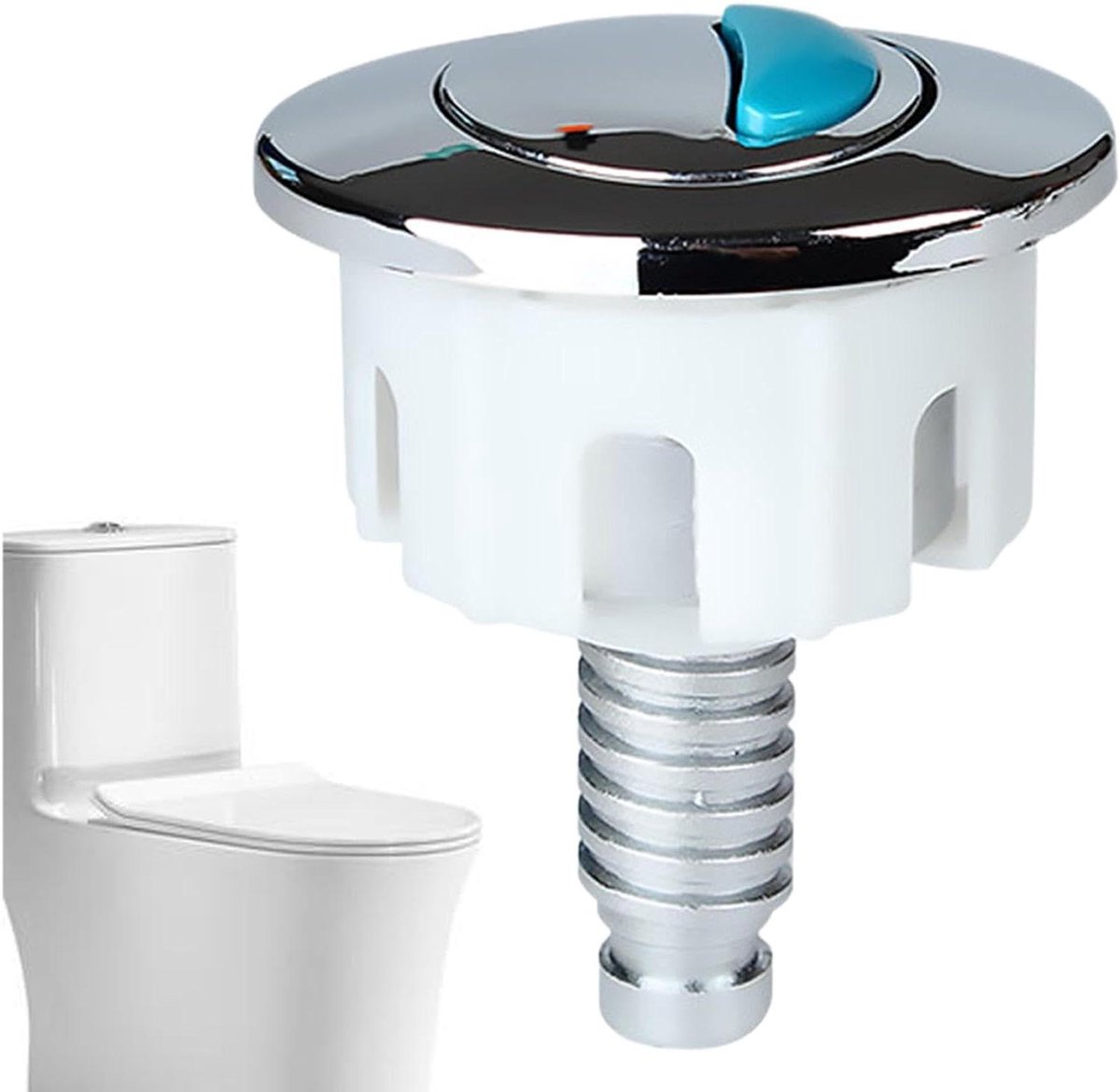 Toiletdrukknop - Spoelknop Toilet - Water Besparen - Dubbele Spoeling - 8 x 5 x 5 cm - Zilver