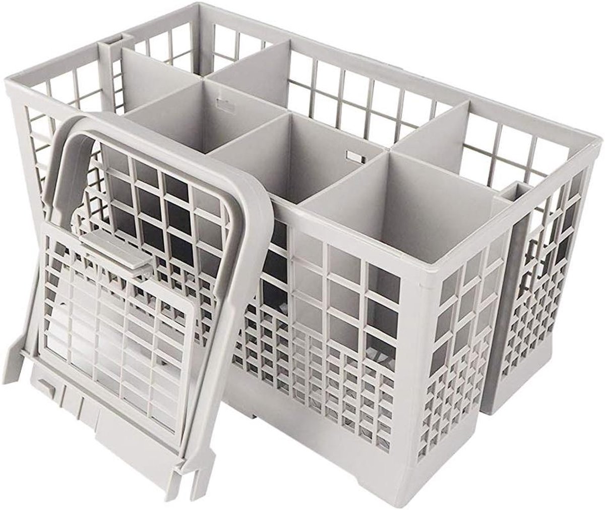Bestekmand Vaatwasser - Bestek Organizer - Keuken Opruimen - Afneembaar Handvat - 24x14x12 cm - Grijs