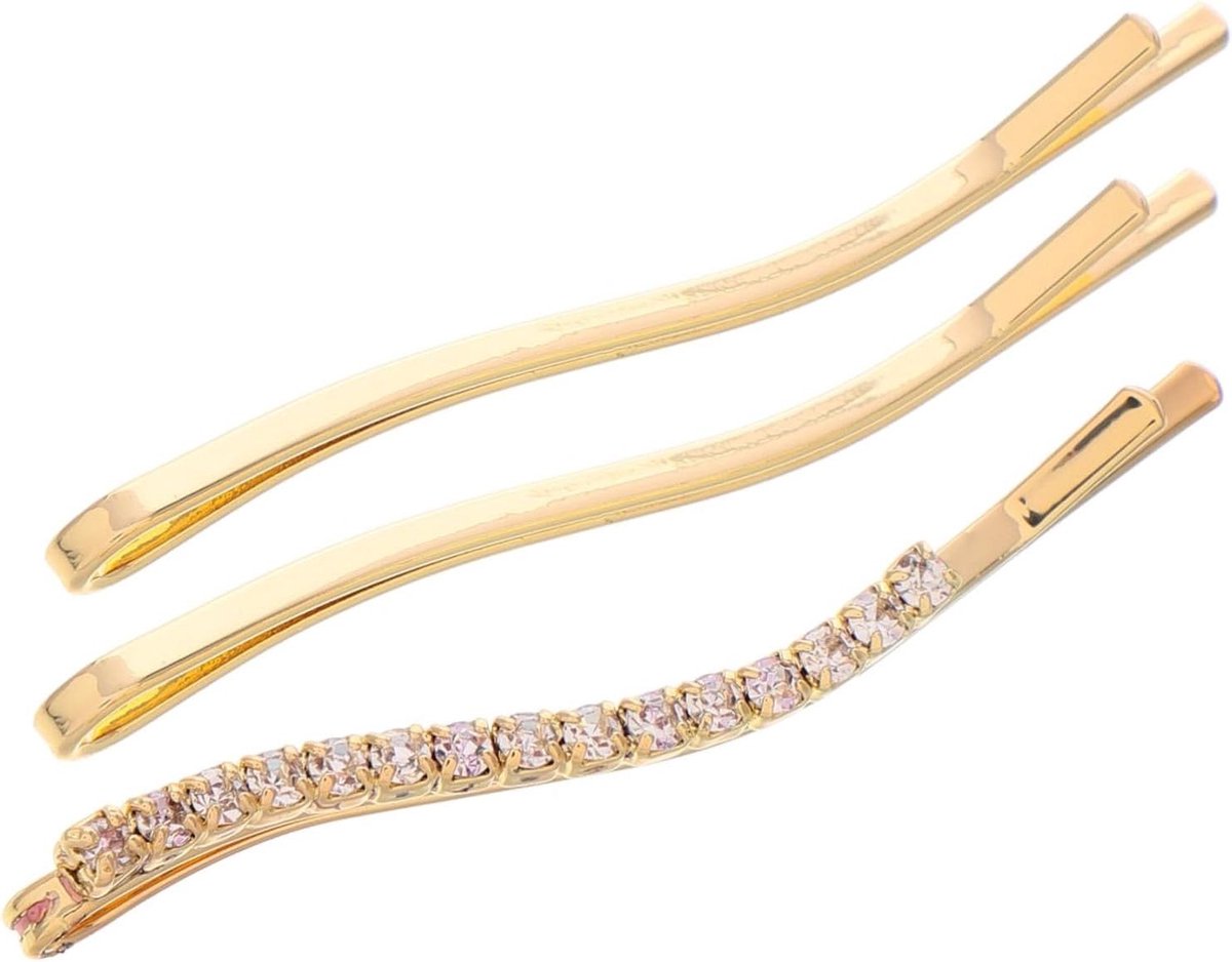 3Pcs hair clip hair accessories hair pins Hair decoration rhinestone bobby pins bling hair clips for women Small bobby pins cute bobby pins rhinestone clip iron Golden