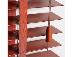 Houten Jaloezieën - Raambekleding Luiken - Privacy Creëren - 50mm Lamellen - 70x130cm - Bruin