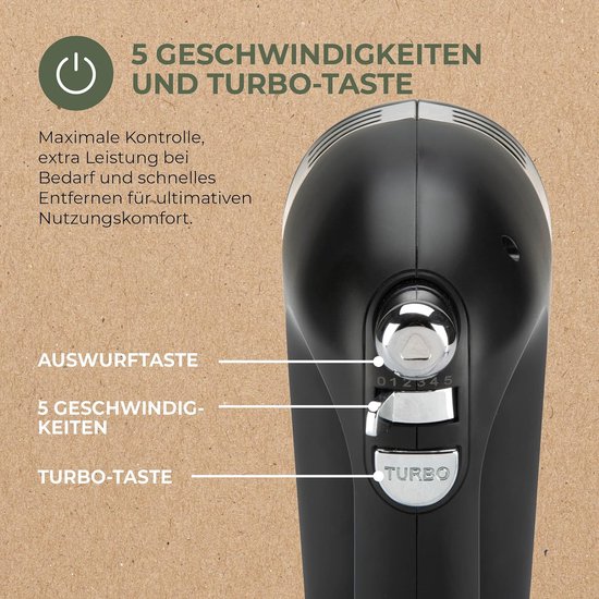 Handmixer - Mixer Keuken - Bakken en Koken - 5 Snelheden met Turbo - 191D x 84B x 152H cm — afbeelding 4