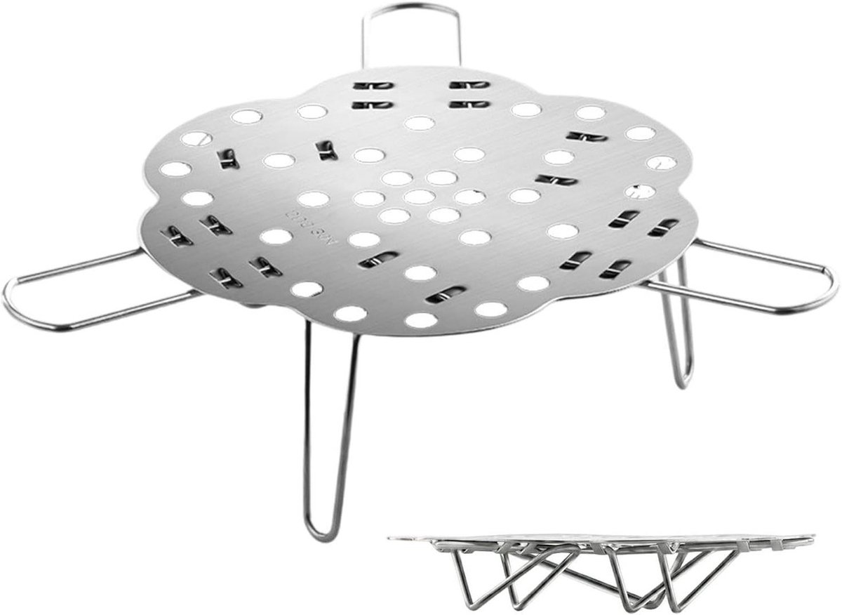 Stoommand RVS - Stoominzet Kookmand - Gezond Koken - Inklapbaar Ontwerp - 24 cm - Zilver