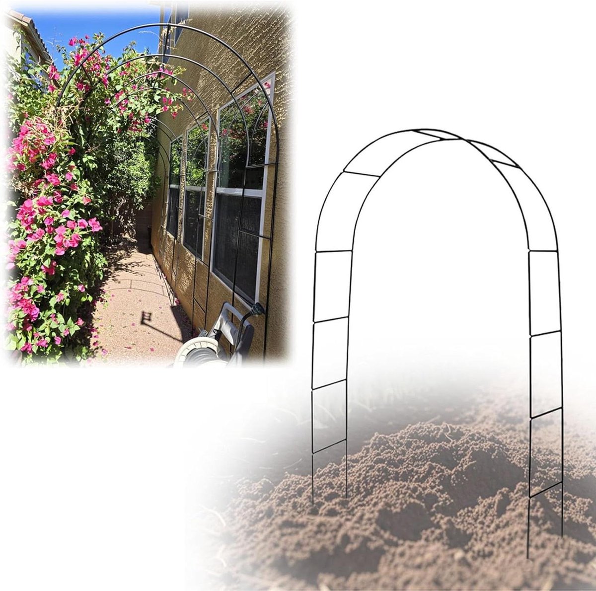 Pergola Rozenboog - Tuinboog Hekwerk - Buiten Decoratie - Weerbestendig Staal - 300 x 220 cm - Donkergroen