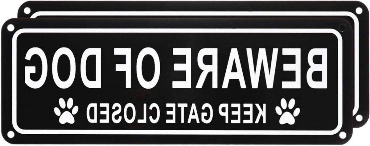 2-Pack Waarschuwingsbord 'Houd Poort Gesloten', 25x10cm, RVS, Waterdicht, Weerbestendig, Reflecterend voor Binnen/Buiten/Thuis/Kantoor