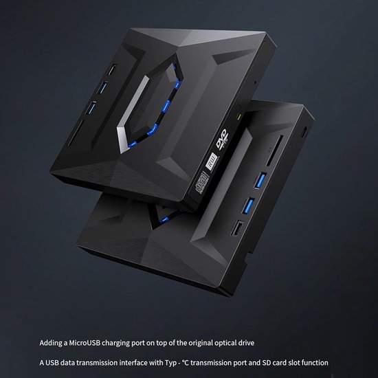 Externe DVD CD Writer - Dvd-station Brander - Bestanden Archiveren - Type C USB 3.0 - 2 Stuks - Zwart — afbeelding 4