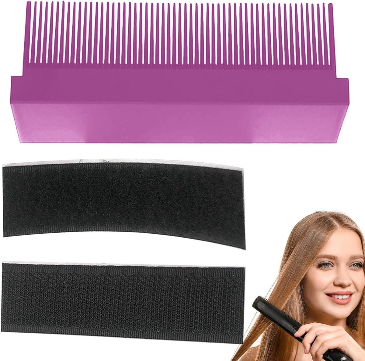 Stijltang Kam - Haarkam Accessoire - Haar Stijlen - Hittebestendig Nylon - 10 x 3.5 x 3.5 cm - Zwart